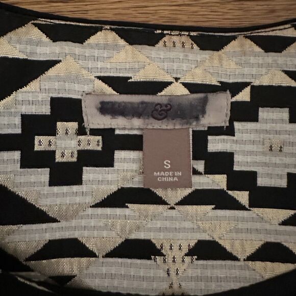 Roz & Ali Small Tribal Blazer Jacket - Black Gold White with Zip Detail - Picture 4 of 6